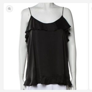 Zimmermann Black Ruffle Silk Camisole Top